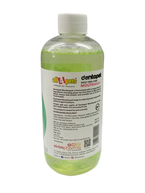 All4pets Dentopet Daily Oral Care Mouthwash For Dogs & Cats-300Ml